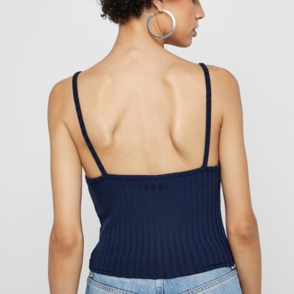 TOPSHOP Button Detail Ribbed Cami Top - Picture 2 of 6